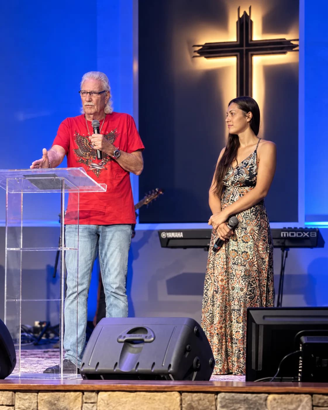 Don Burkhalter and Abbie during Church Quake International ministry